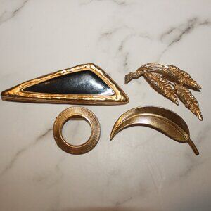 Set of 4 VINTAGE Brooches Bundle Retro Pins Costume Boho Jewelry 80s Grandma
